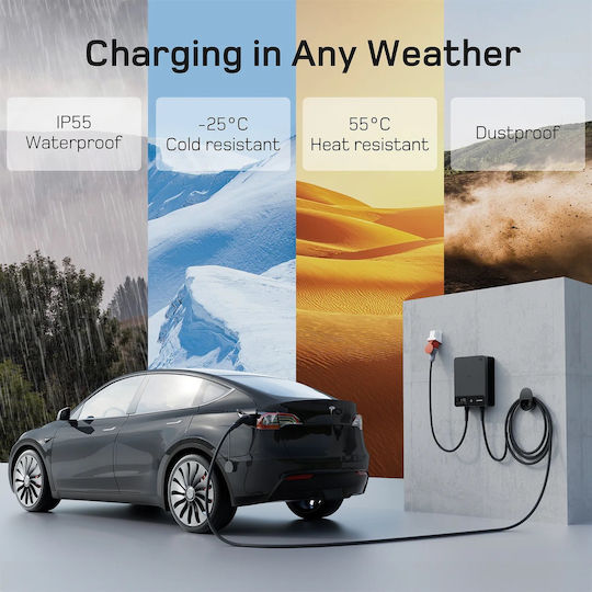 Wallbox Wall Mounted Charging Station 11kW with Built-in Cable Type 2