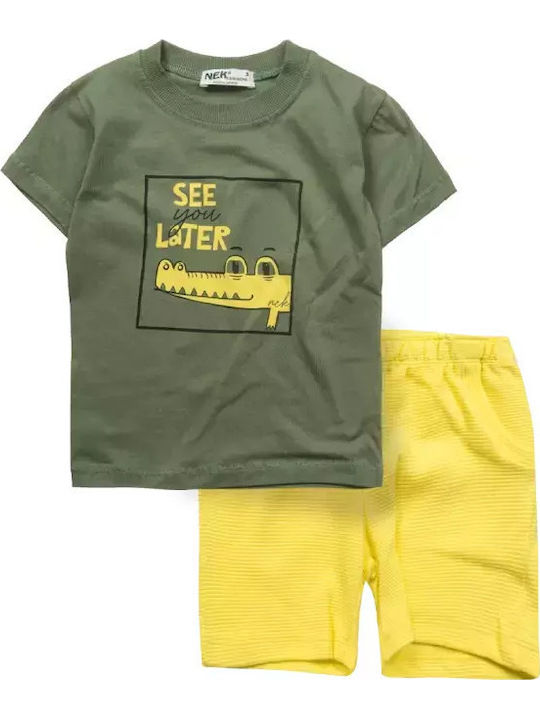 Kinder-Set mit Shorts Sommer 2Stück White, Olive