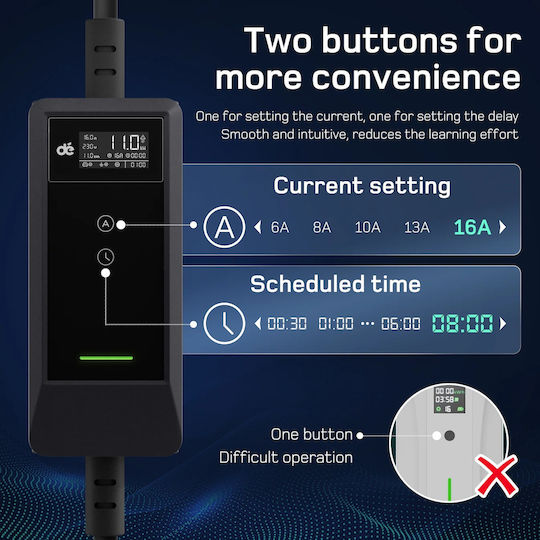 Portable Charging Station 11kW with Built-in Cable Type 2
