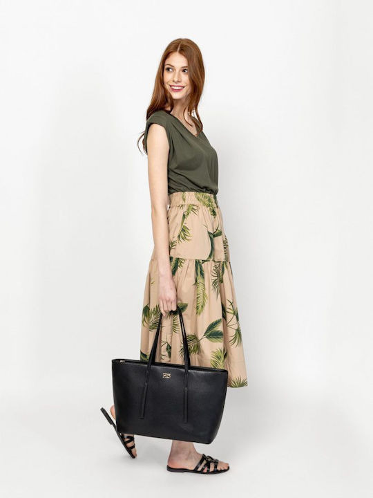 Women's Cotton Sleeveless Blouse with V Neckline Olive