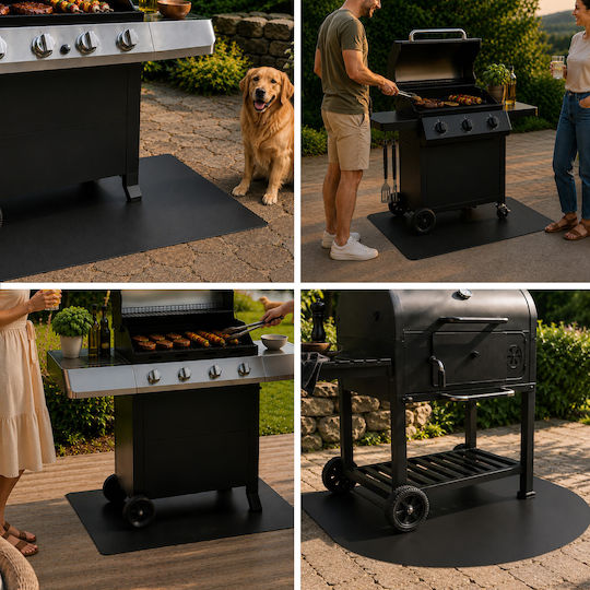 База За Барбекю Устойчива Стомана Черна Плоча Bbq 100x100 См