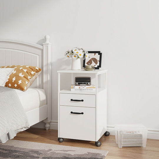Relaxdays Dulap Mobil cu 2 Sertare Alb 66.5x44x42 Cm