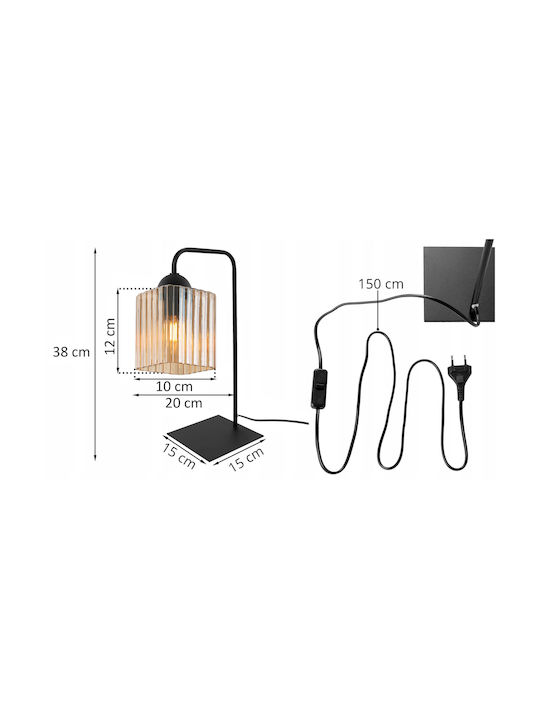 Light Home Lampă de Masă pentru Soclu E27 cu Abajur Negru și Bază