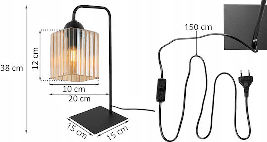 Light Home Lampă de Masă pentru Soclu E27 cu Abajur Negru și Bază