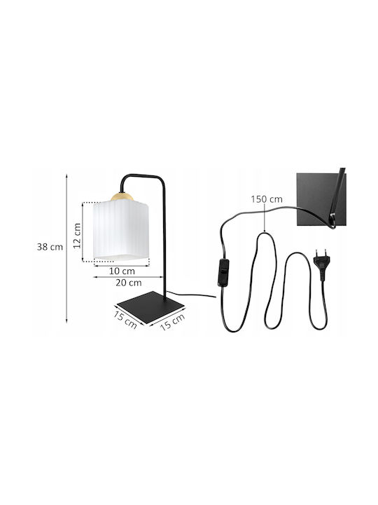 Light Home Lampă de Masă pentru Soclu E27 cu Abajur Negru și Bază