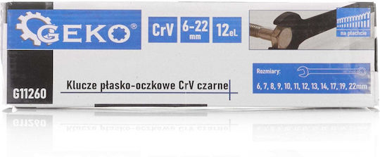 Комплект Ключови Инструменти Германополигони 6-22мм Crv Черен 12 Бройки