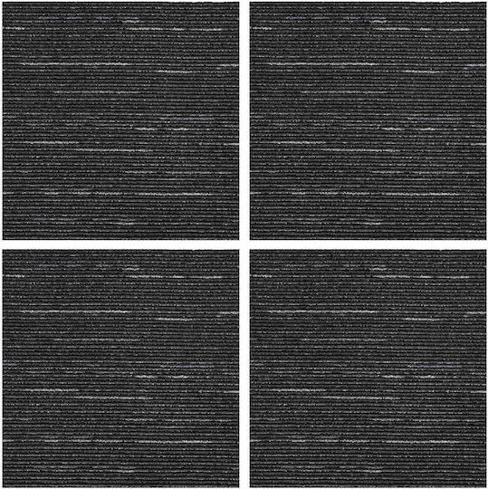 vidaXL Set Plastic Floor with 4 Tiles L50xW50cm Black