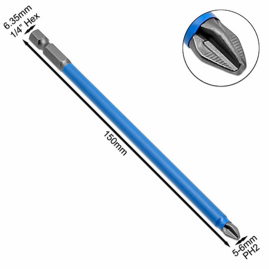 Магнитни Винтовертни Битове Кръст Ph2 Дължина 150mm Гнездо 1/4" Hex 6.35mm 10 Бройки Ouruisi Star