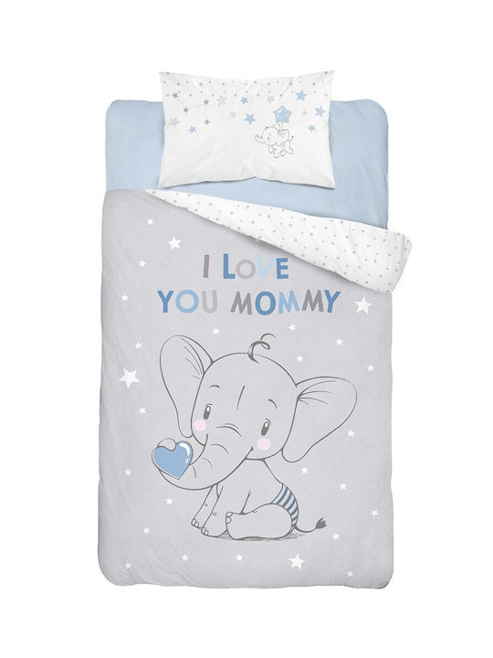 Detexpol Baby Bettbezüge Set mit Kissenbezug Blau Grau 90x120cm