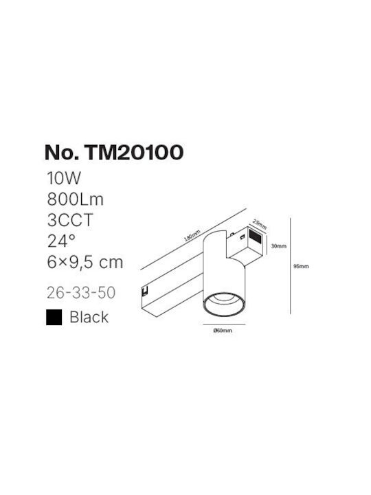 Inlight LED Σποτ σε Μαύρο Χρώμα