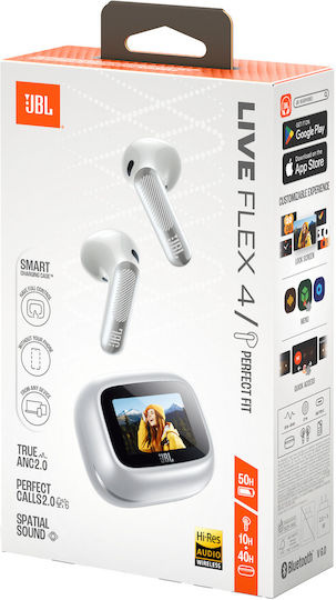 JBL Live Flex 4 Earbud Bluetooth Handsfree Headphones with Sweat Resistance and Charging Case Silver