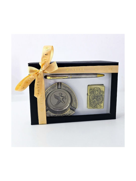 Dragon Eagle Kit Men's Gift Set Box Metal Lighter Ashtray Pen