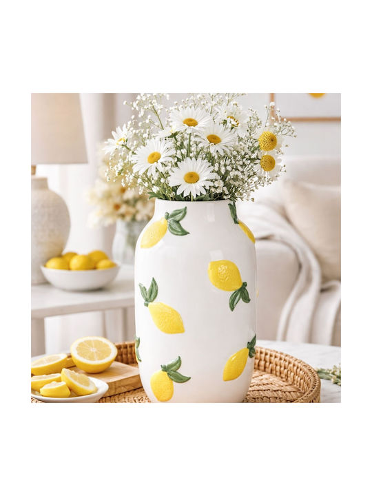 HowHomely Vază Decorativă Ceramică Galbenă