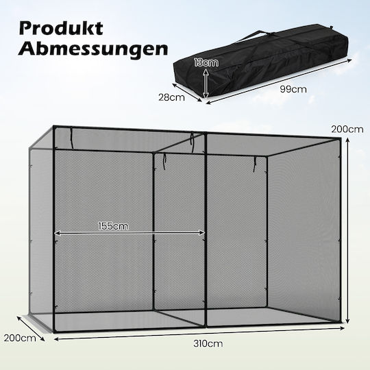 Costway GT4479 Gewächshaus mit Metallischem Rahmen 3,1x2x2m