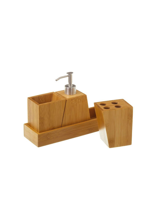 HowHomely Set Accesorii Baie Bambus Bej 4 Bucăți