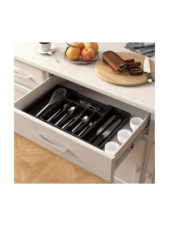 Cake Land Besteckeinsatz für Schubladen Aufklappbar Kunststoff 38x57cm Grau