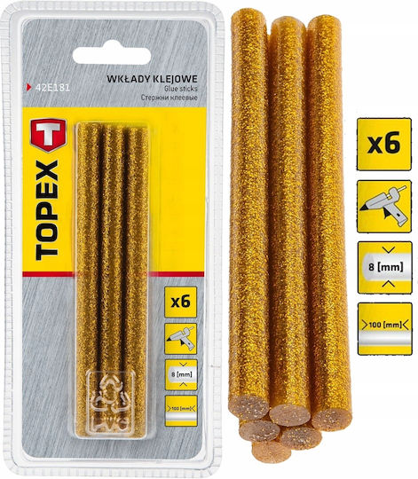 8 Mm Glue Refills Gold Glitter 6 Pcs