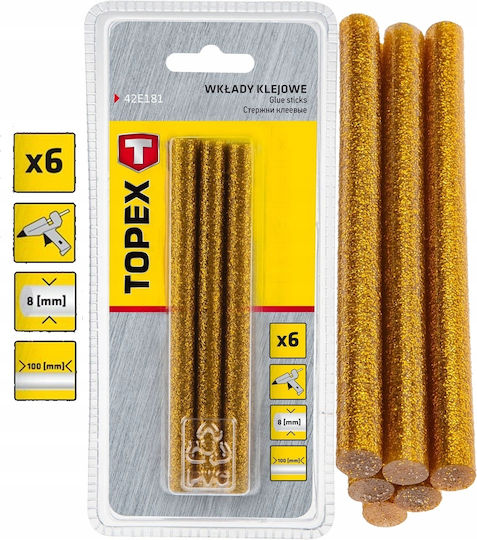 8 Mm Glue Refills Gold Glitter 6 Pcs