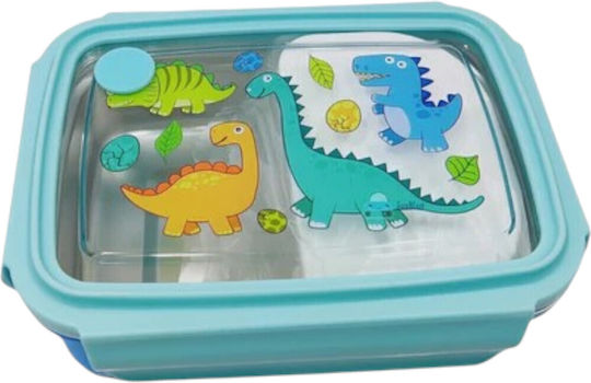 Dorosimo Plastic Kids' Food Container Dinosaurs 0.88 Litre Light Blue