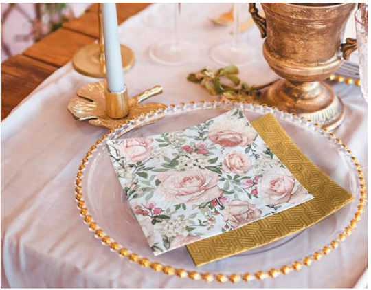 Șervețele Pentru Petreceri Aurii Embosate Comunie 33x33cm 20 Bucăți
