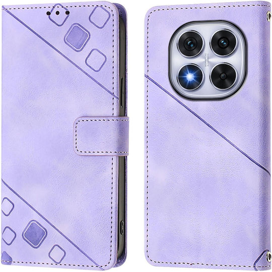 Tel1 Xiaomi Redmi Note 14 Pro 5g 14 Pro Plus 5g Poco X7 5g Skin Feel Embossed Калъф Книга Лилав
