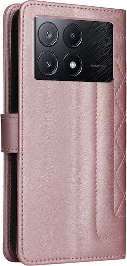 Tel1 Xiaomi Poco X6 Pro 5g Diamond Lattice Flip Book Case Rose Gold