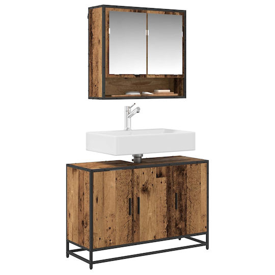 vidaXL Blat cu Lavoar L90xW33xH60cm Coffee
