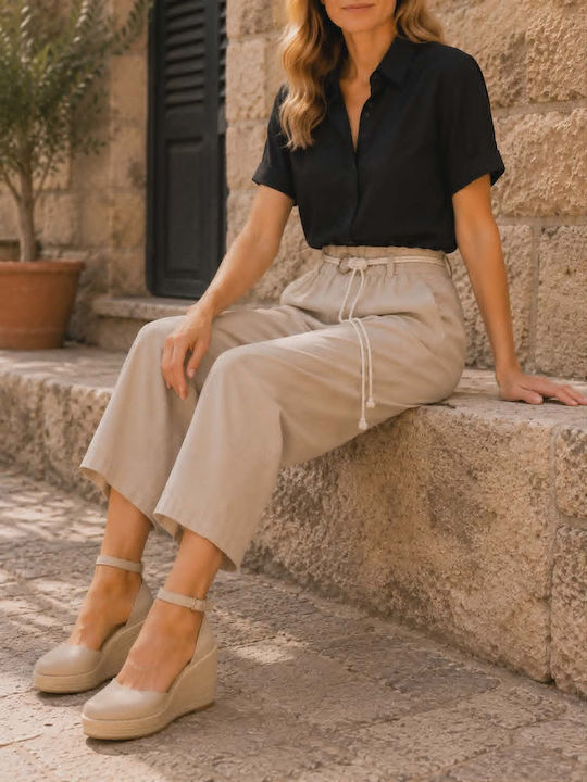 Damen Zip-Culottes mit Gummiband Beiges