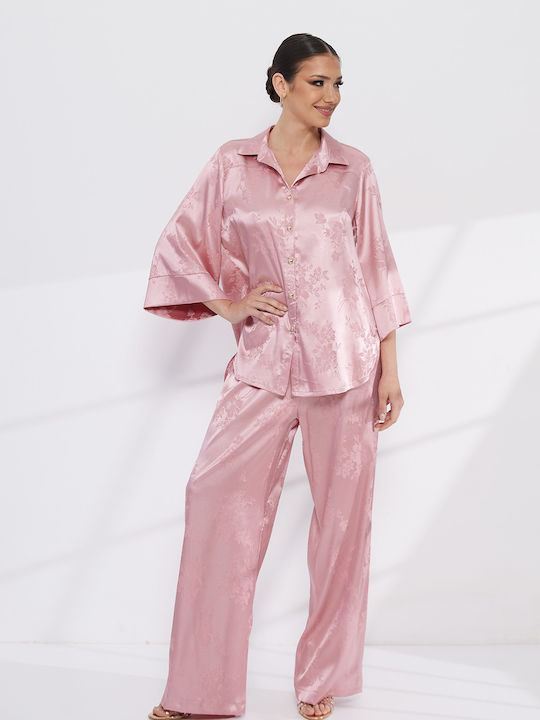 Damen Floral Textur Set mit Blumenhose