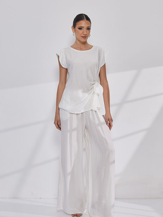 Damen Weißes Satz mit Hose in Loose Passform