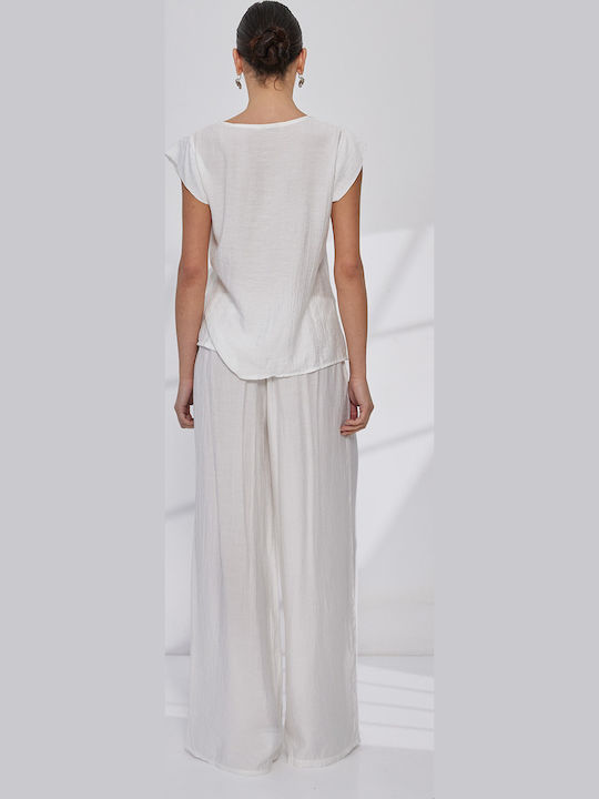 Damen Weißes Satz mit Hose in Loose Passform