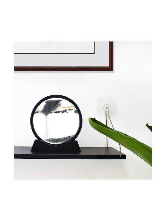 Decor De Birou Clepsidră Arvada Minimaluxe Sticlă Nisip 3d 18x19.5 Cm Alb Negru