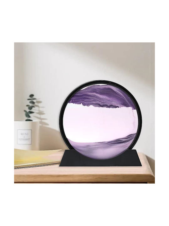 Decor Pentru Masă Tip Clepsidră Arvada Minimaluxe Sticlă Nisip 3D 18x19.5 Cm Mov Negru