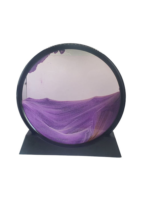 Decor Pentru Masă Tip Clepsidră Arvada Minimaluxe Sticlă Nisip 3D 18x19.5 Cm Mov Negru