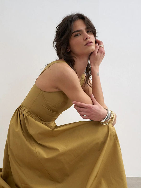Sommer Midi Damenkleid Khaki