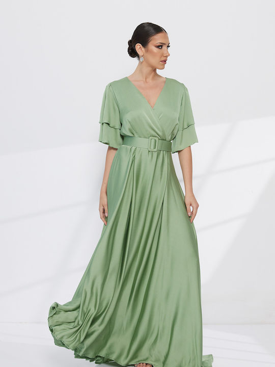 Summer Maxi Dress for Wedding Christening Green