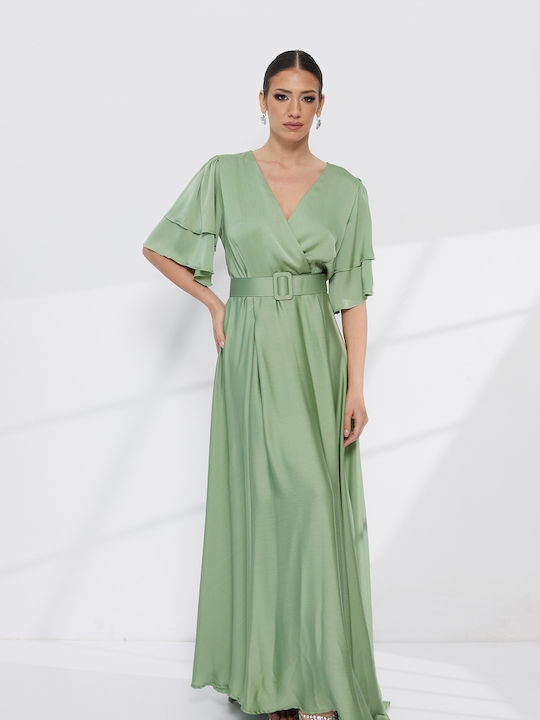 Summer Maxi Dress for Wedding Christening Green
