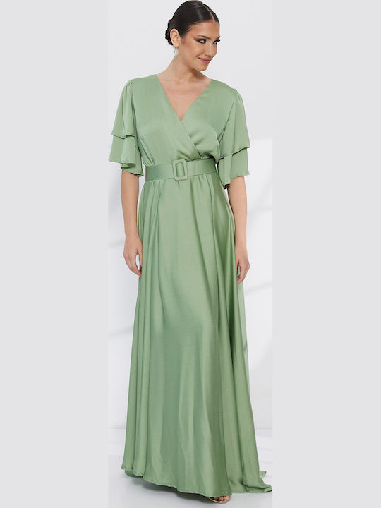 Summer Maxi Dress for Wedding Christening Green