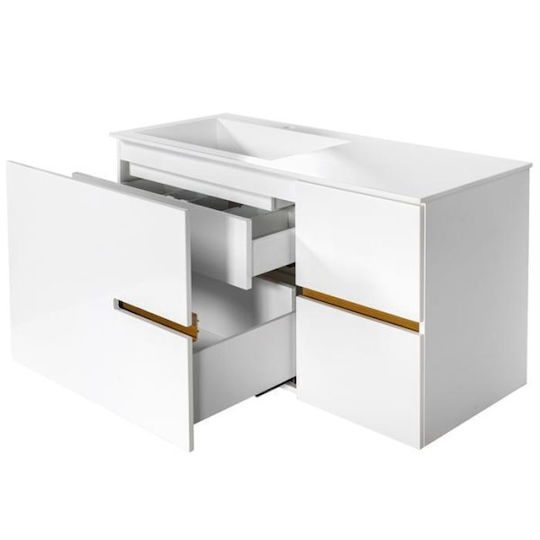 Mabo Four 120 Countertop with Sink Glossy Lacquer L120xW50xH60cm White