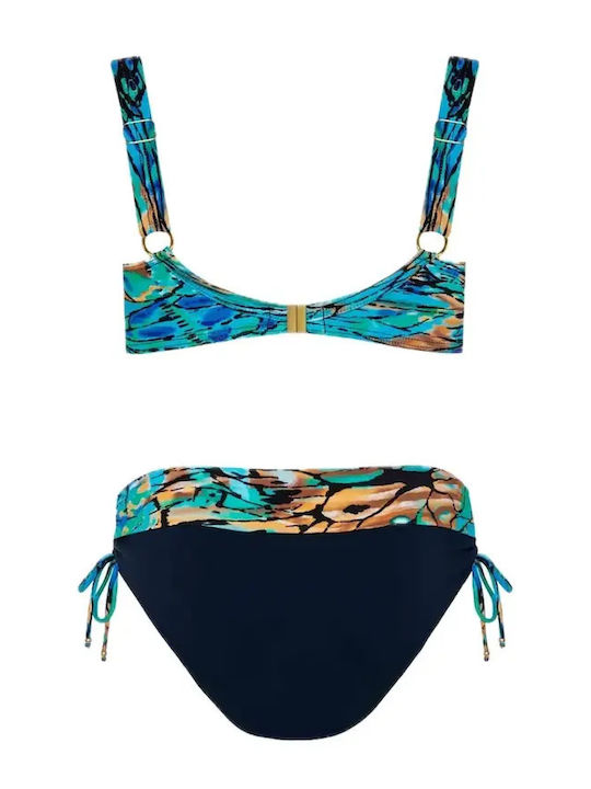 Set Bikini με Ελαφριά Ενίσχυση Ψηλόμεσο Μπλε