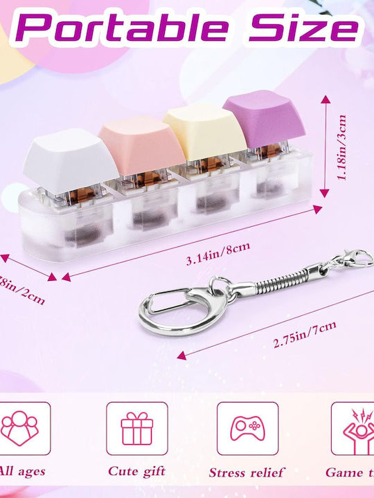 Keyboard Button Design Fidget Stress Relief Keychain Led Light 4 Buttons 2 Τμχ Keyboard Button Design Fidget Stress Relief Keychain Led Light 4 Buttons 2 Τμχ