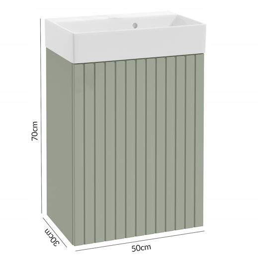 DomoDomo Πάγκος με Νιπτήρα Μ50xΒ30xΥ70cm Eucalyptus