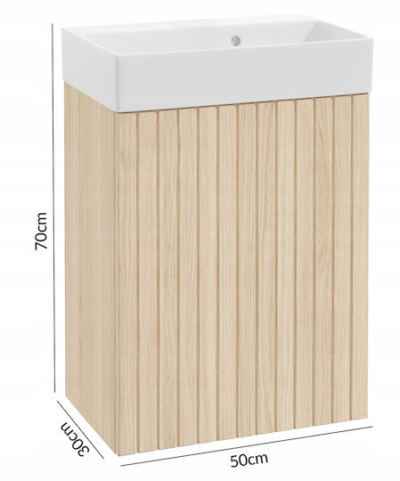 DomoDomo Bathroom Vanity Unit With Sink M50xL30xH70cm Oak