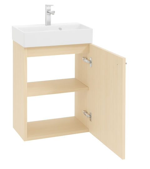 DomoDomo Badezimmer Waschtisch-Einheit mit Licht M50xB30xH70cm Eiche