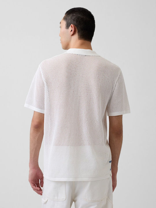 Κοντομάνικο Βαμβακερό Πουκάμισο Ριγέ Off White