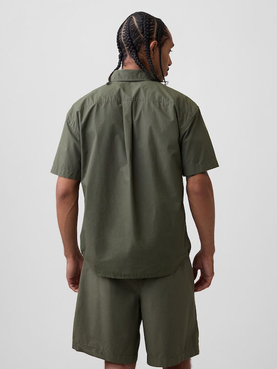 Κοντομάνικο Βαμβακερό Πουκάμισο Tweed Green