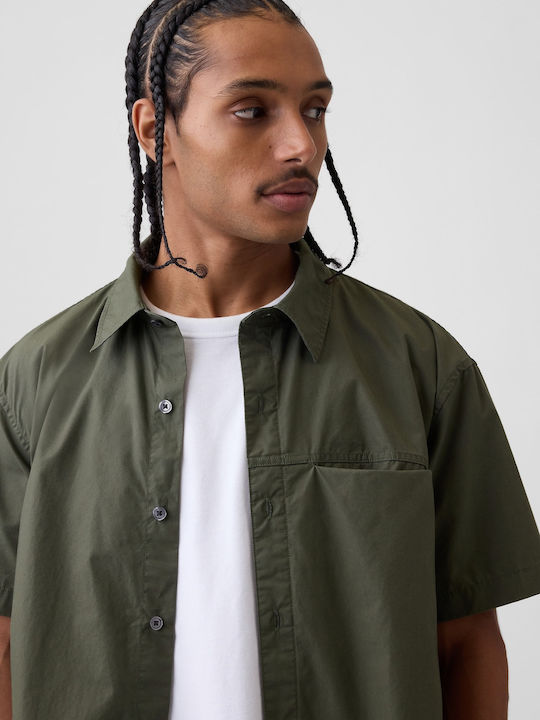 Κοντομάνικο Βαμβακερό Πουκάμισο Tweed Green