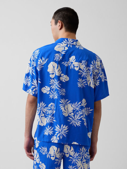Short Sleeve Shirt Floral Blue Floral
