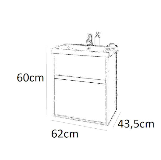 Drop Instinct 65 Waschtisch ohne Waschbecken L62xB43.5xH60cm Natural Oak
