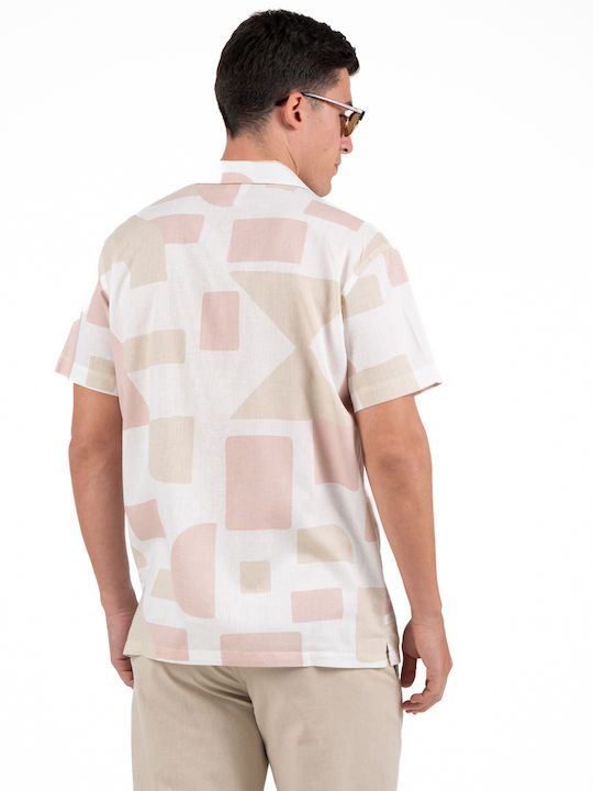 Short Sleeve Linen Shirt Pink-beige
